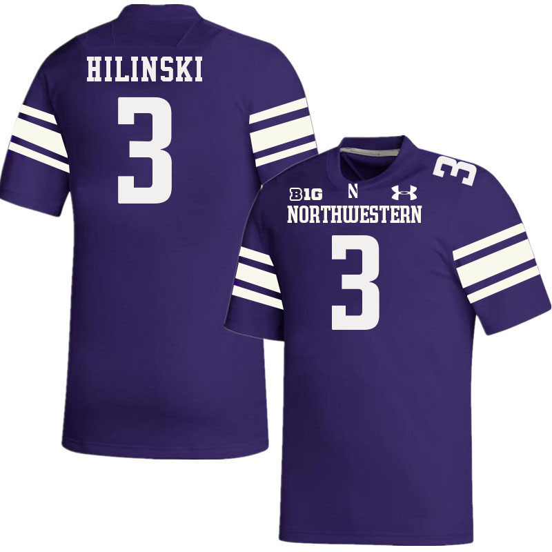 Northwestern Wildcats #3 Ryan Hilinski College Football Jerseys Stitched-Purple